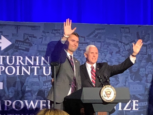 Charlie Kirk and VP Mike Pence in Chicago 3 29 2019